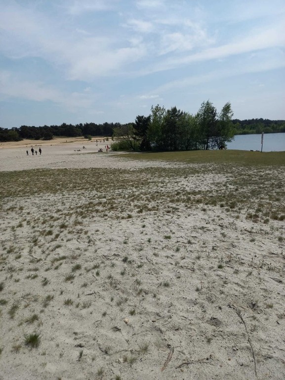 Strand met meertje.